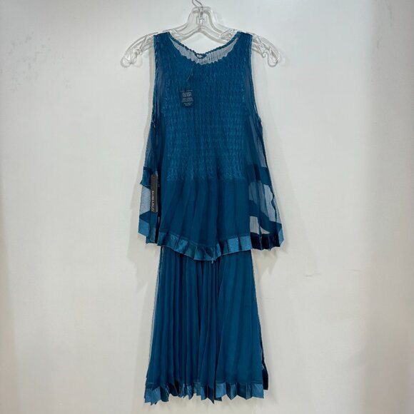 Komarov Set of 2 Sleeveless Pleated Fabric Dress Teal - Picture 5 of 10